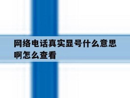 网络电话真实显号什么意思啊怎么查看