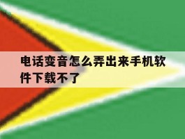 电话变音怎么弄出来手机软件下载不了