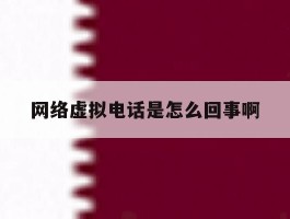 网络虚拟电话是怎么回事啊