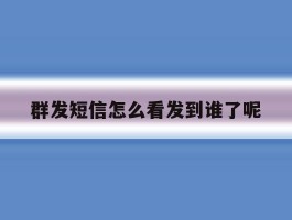 群发短信怎么看发到谁了呢