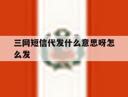 三网短信代发什么意思呀怎么发