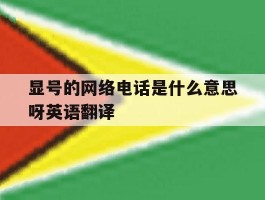 关于显号的网络电话是什么意思呀英语翻译的信息