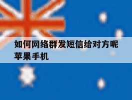 关于如何网络群发短信给对方呢苹果手机的信息