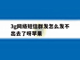 3g网络短信群发怎么发不出去了呀苹果