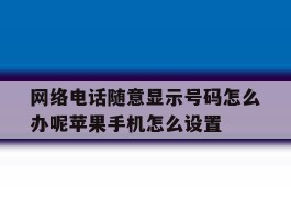 网络电话随意显示号码怎么办呢苹果手机怎么设置的简单介绍