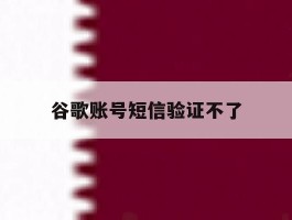 谷歌账号短信验证不了