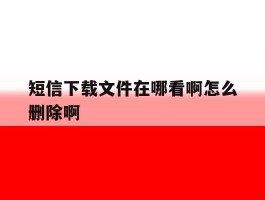 短信下载文件在哪看啊怎么删除啊