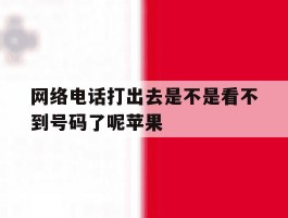 网络电话打出去是不是看不到号码了呢苹果