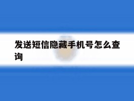 发送短信隐藏手机号怎么查询