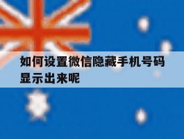 如何设置微信隐藏手机号码显示出来呢