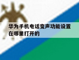 华为手机电话变声功能设置在哪里打开的
