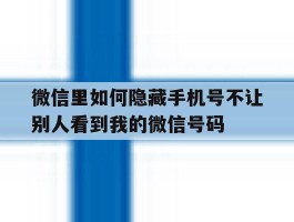 包含微信里如何隐藏手机号不让别人看到我的微信号码的词条