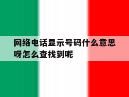 网络电话显示号码什么意思呀怎么查找到呢的简单介绍