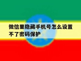 微信里隐藏手机号怎么设置不了密码保护