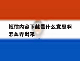 短信内容下载是什么意思啊怎么弄出来