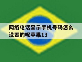 网络电话显示手机号码怎么设置的呢苹果13的简单介绍