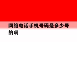 网络电话手机号码是多少号的啊