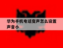 华为手机电话变声怎么设置声音小的简单介绍