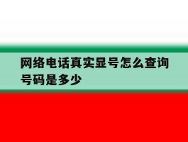 网络电话真实显号怎么查询号码是多少