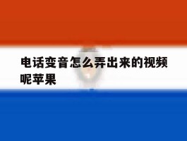 电话变音怎么弄出来的视频呢苹果
