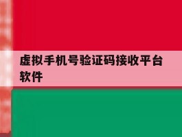 虚拟手机号验证码接收平台软件