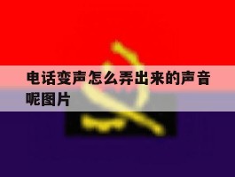 电话变声怎么弄出来的声音呢图片