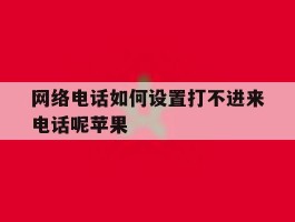 网络电话如何设置打不进来电话呢苹果