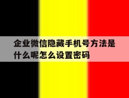 企业微信隐藏手机号方法是什么呢怎么设置密码的简单介绍