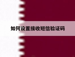 如何设置接收短信验证码