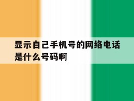 显示自己手机号的网络电话是什么号码啊
