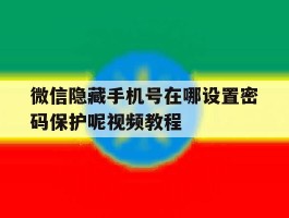 微信隐藏手机号在哪设置密码保护呢视频教程