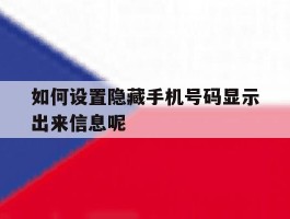 如何设置隐藏手机号码显示出来信息呢
