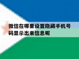 微信在哪里设置隐藏手机号码显示出来信息呢