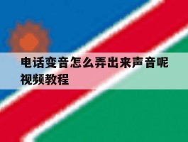 电话变音怎么弄出来声音呢视频教程