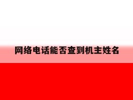 网络电话能否查到机主姓名