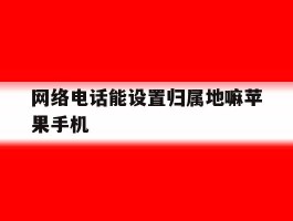 网络电话能设置归属地嘛苹果手机