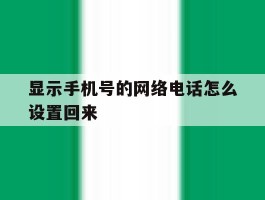 显示手机号的网络电话怎么设置回来