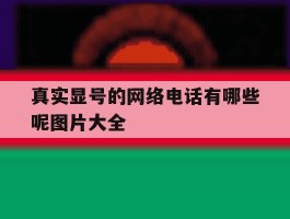 真实显号的网络电话有哪些呢图片大全