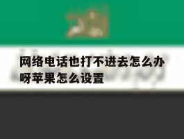 包含网络电话也打不进去怎么办呀苹果怎么设置的词条