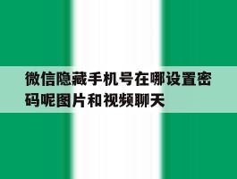 包含微信隐藏手机号在哪设置密码呢图片和视频聊天的词条