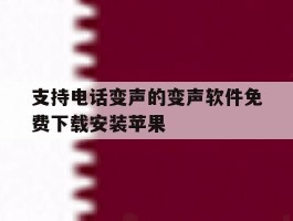 支持电话变声的变声软件免费下载安装苹果
