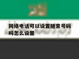 网络电话可以设置随意号码吗怎么设置