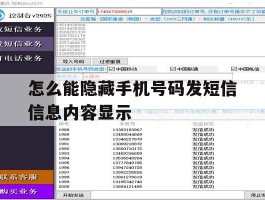 包含怎么能隐藏手机号码发短信信息内容显示的词条