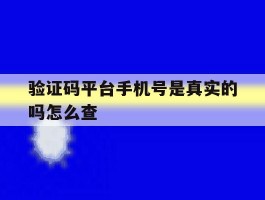 验证码平台手机号是真实的吗怎么查