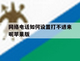 网络电话如何设置打不进来呢苹果版
