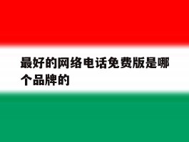 最好的网络电话免费版是哪个品牌的