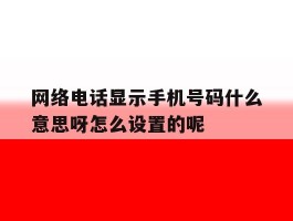 包含网络电话显示手机号码什么意思呀怎么设置的呢的词条